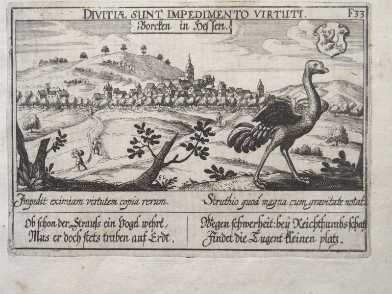 Vista de la ciudad de Borche (Hesse, Alemania, Europa) , 1630. Daniel Meisner/ E.Löffler