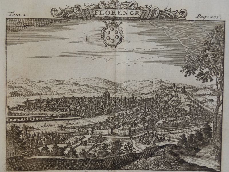 Vista panorámica de la ciudad de Florencia (Italia), 1709. Rogissart