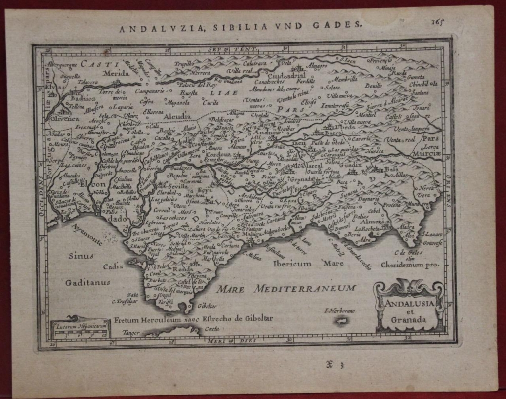 Mapa de Andalucía (España), 1640. Mercator/Hondius/Tavernier/Jansonius