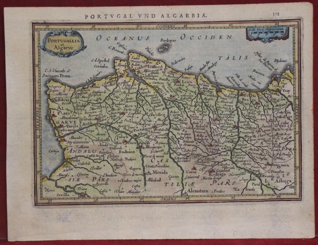 Mapa de Portugal, 1640. Mercator/Hondius/Tavernier/Jansonius