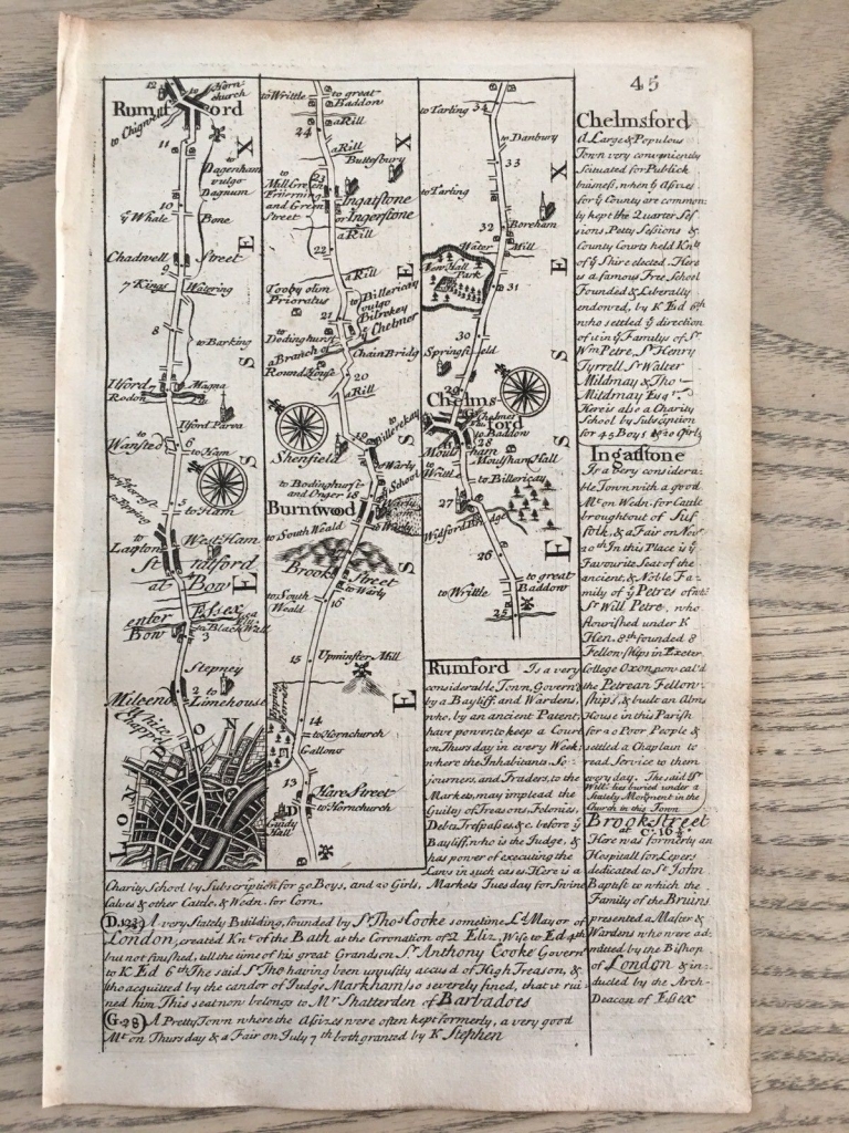 Carreteras a  Londres I Reino Unido, Europa), 1734. Enmanuel Bowen