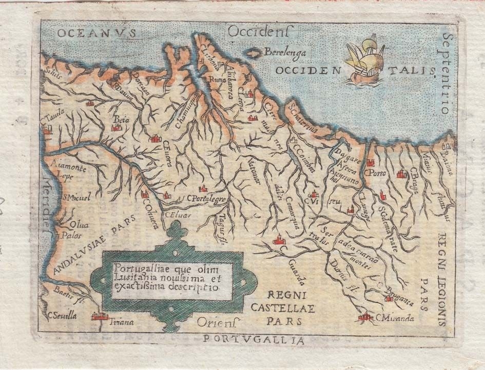 Antigo mapa del Reino de Portugal, 1724. Ortelius/Lovisa
