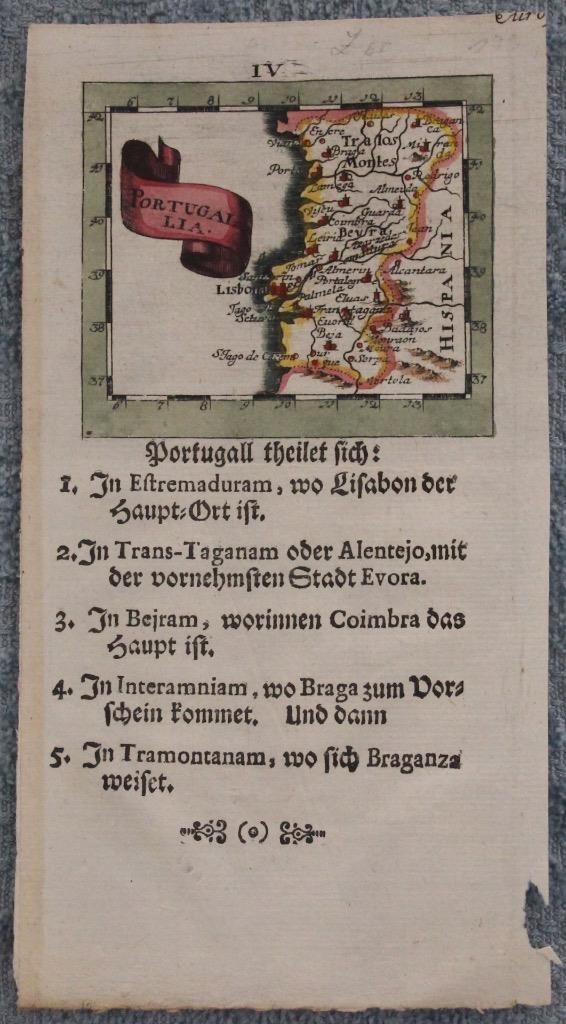 Norte y centro de Portugal (Europa), 1692. Johan Ulrich Müller/Kuhnen/Bodenehr