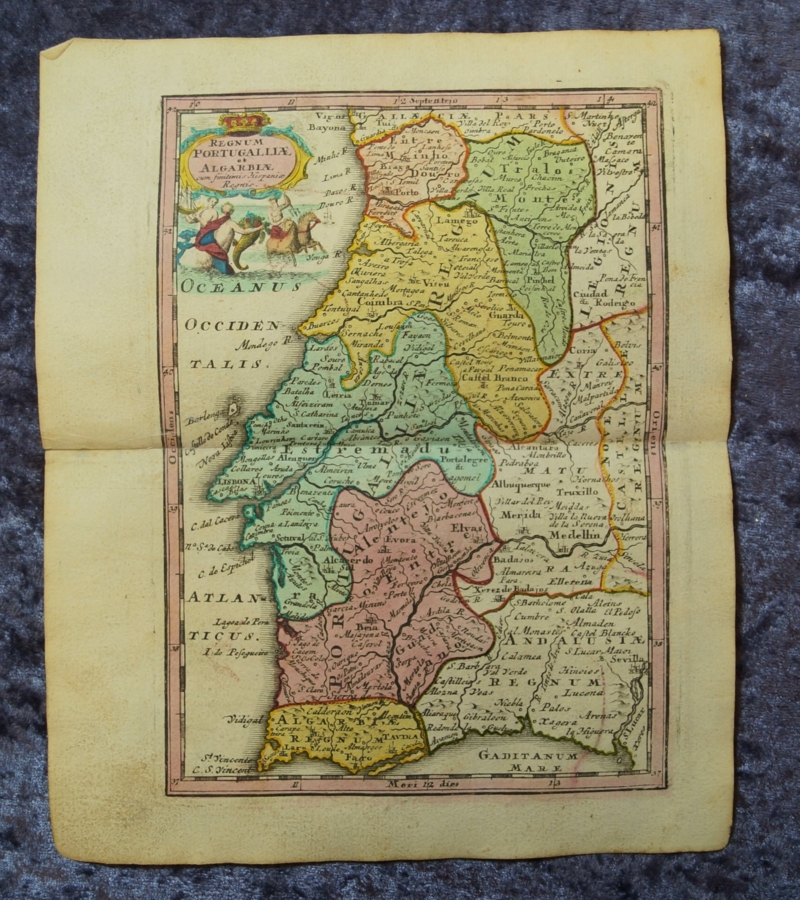 Mapa de Portugal (Europa), 1745. C. Weigel
