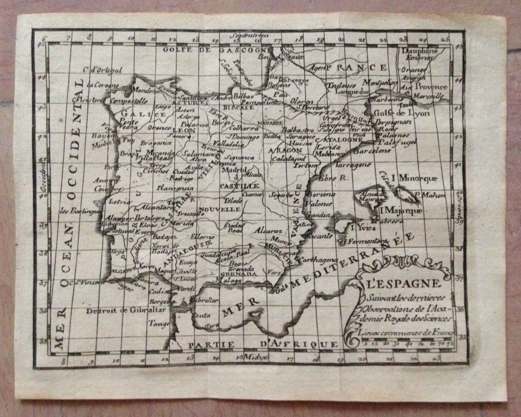 Mapa de España y Portugal, 1744. Real Academia de las Ciencias