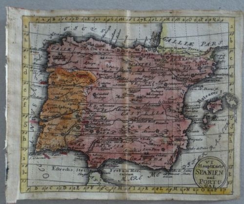 Mapa de España y Portugal, 1740. Anselm Desing