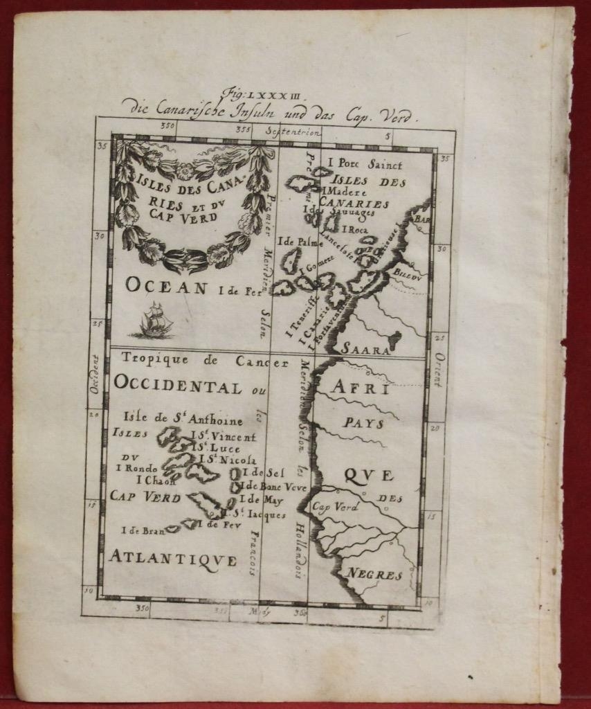 Islas de cabo Verde, Canarias  Madeira y Porto Santo (África, España y Portugal), 1719. Mallet