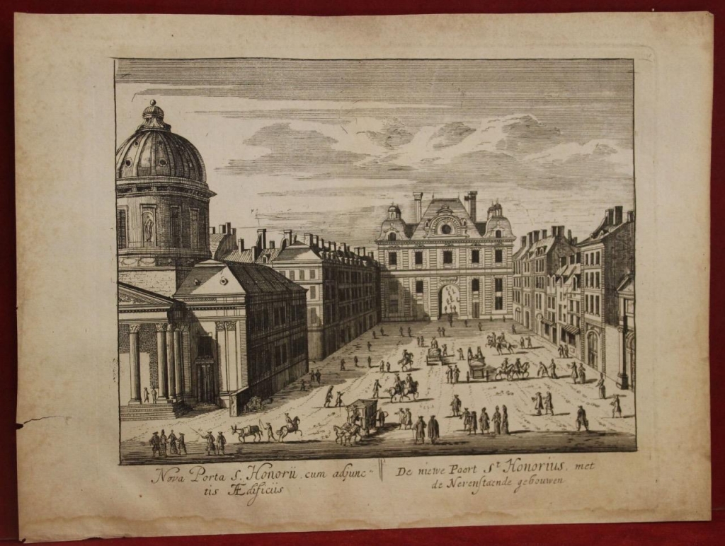Vista de la Puerta de Saint Honoré en París ( Francia, Europa), 1750. Tirion