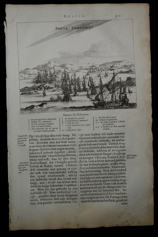 Batalla de Punta Tamandaré ( Pernambuco,Brasil), 1671.  Montanus/Meurs