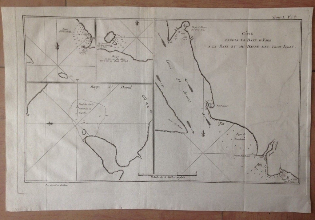 Mapa del  área geográfica del Estrecho de Magallanes (Argentina, Chile, América del sur), 1774. James Cook