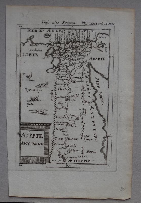 Mapa del antiguo Egipto (África), 1720. Mallet