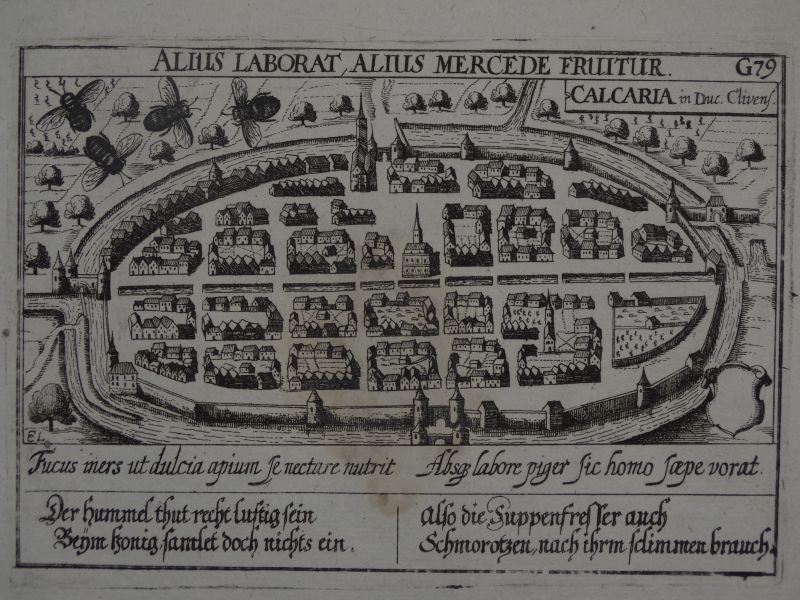 Vista y plano de la ciudad de Kaltar (Alemania, Europa), 1630. Meisner/Lofter