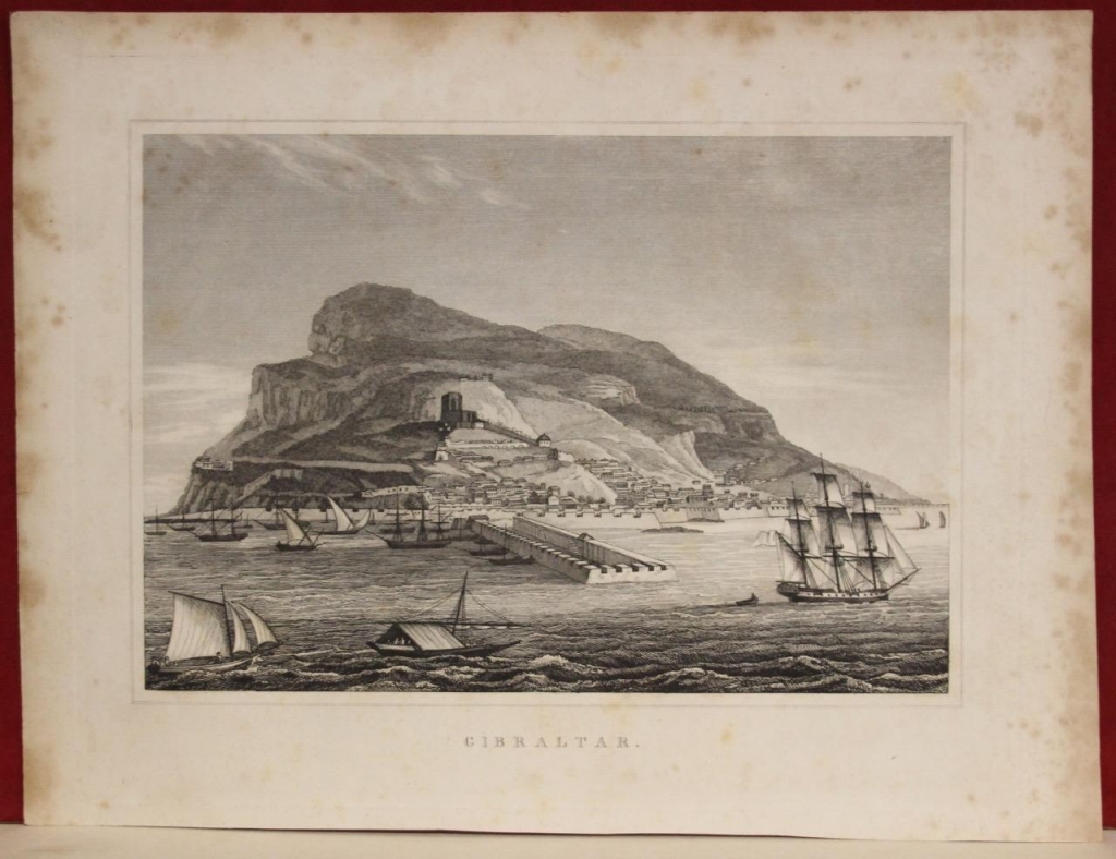 Vsita de la ciudad y puerto de Gibraltar (sur de España), circa 1850. Anónimo