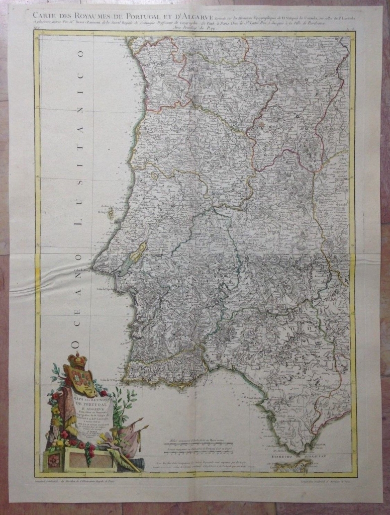 Gran mapa de Portugal, hacia 1777. Zannoni/Lattre