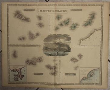 Gran mapa de las Islas Canarias, Azores, Madeira (España y Portugal) y Cabo Verde, 1860. Georg Philip