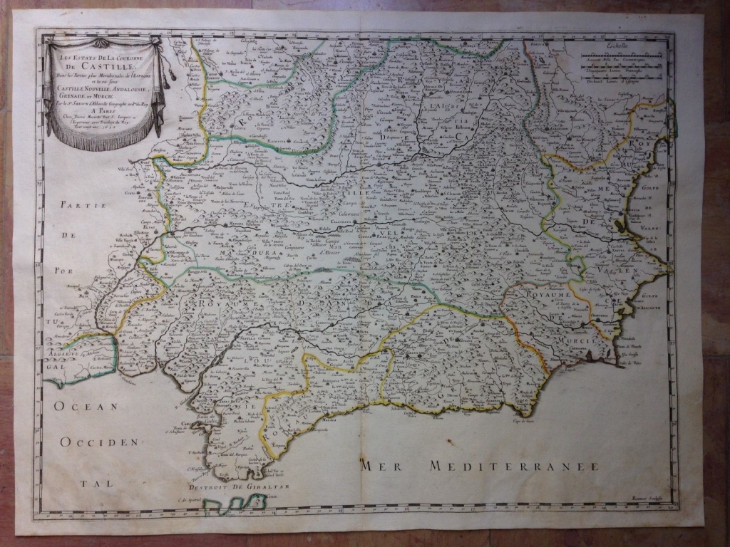 Gran mapa de Andalucía, Murcia, Valencia, Castilla..(España)1652. Nicolás Sanson/Mariette