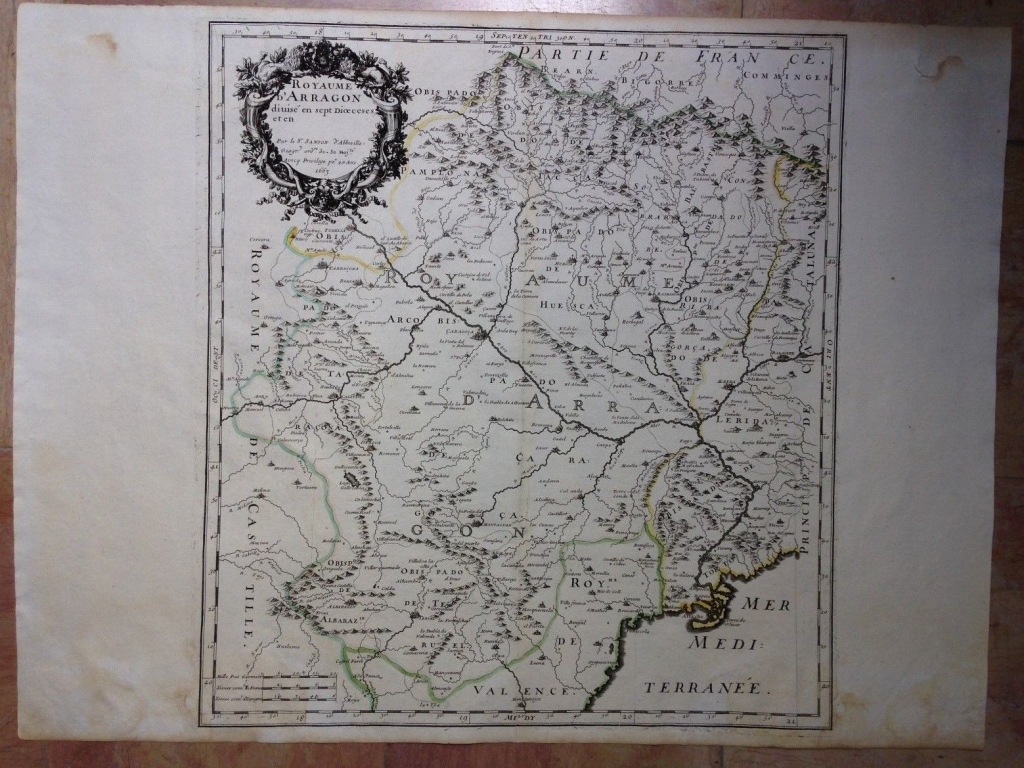 Gran mapa del antiguo Reino de Aragón (España), 1663. Nicolás Sanson/Mariette
