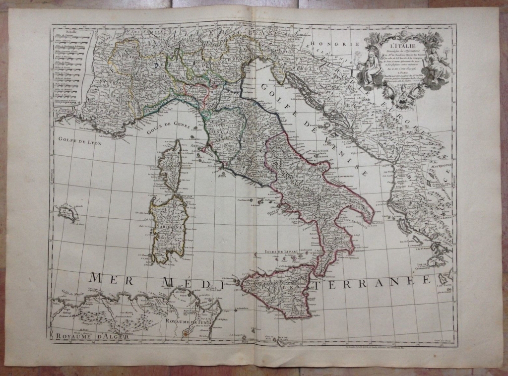 Gran mapa de Italia,  1788. Guillaume De Lisle/Dezauche/Buache