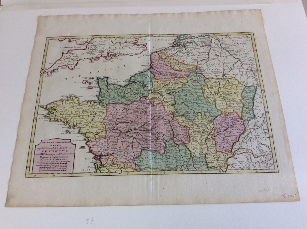 Gran mapa del norte de Francia (Europa), 1757. Isaak Tirion