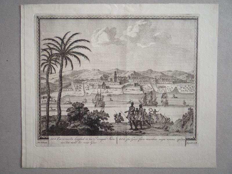 Vista panorámica de la ciudad de Goa (India, Asia), 1702. Peter Schenk