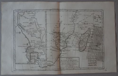Mapa de Sudáfrica, Mozambique, Madagascar... (África), 1794. Bonne/Berry
