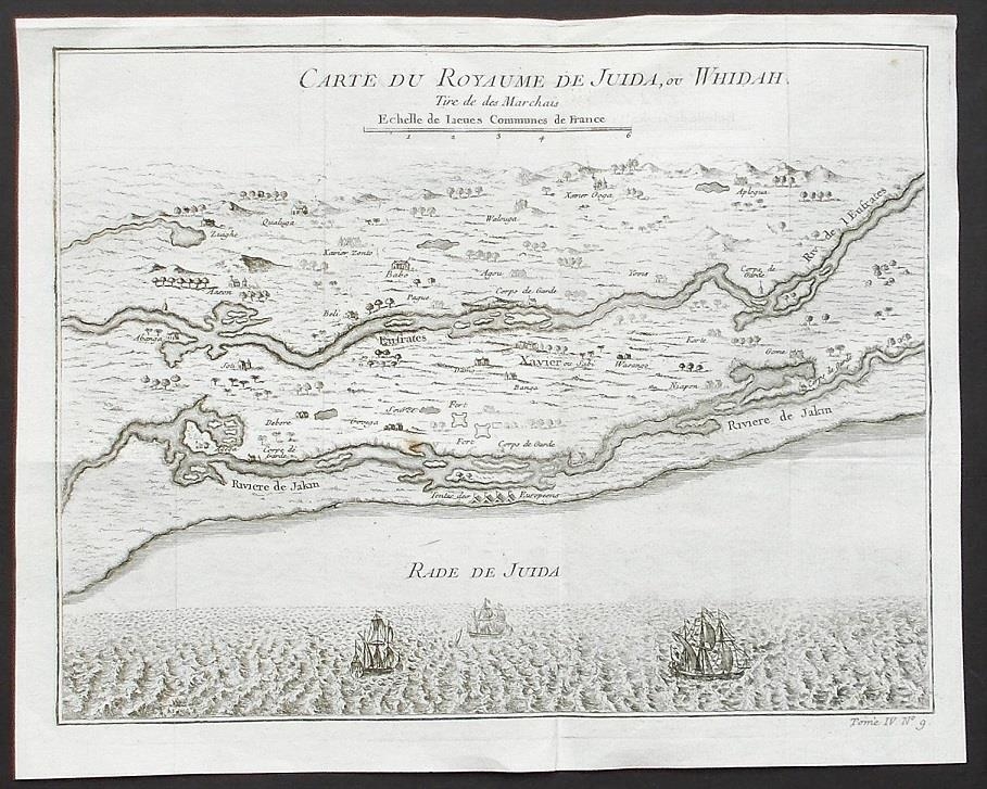 Mapa del antiguo reino de Judá o Whidah (Benin, África), 1742. Bellin/Prevost