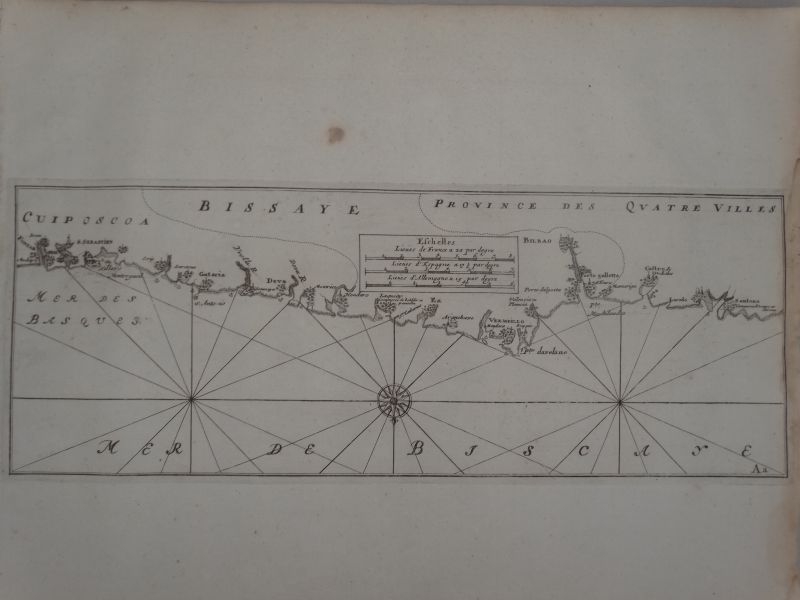 Mapa de la costa de Guipúzcoa y Vizcaya ( País Vasco, España), 1695. Nicolás de Fer