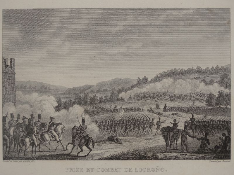 Vista de la batalla y toma de Logroño (España), 1820. Bovinet/Couché bei Lefuel