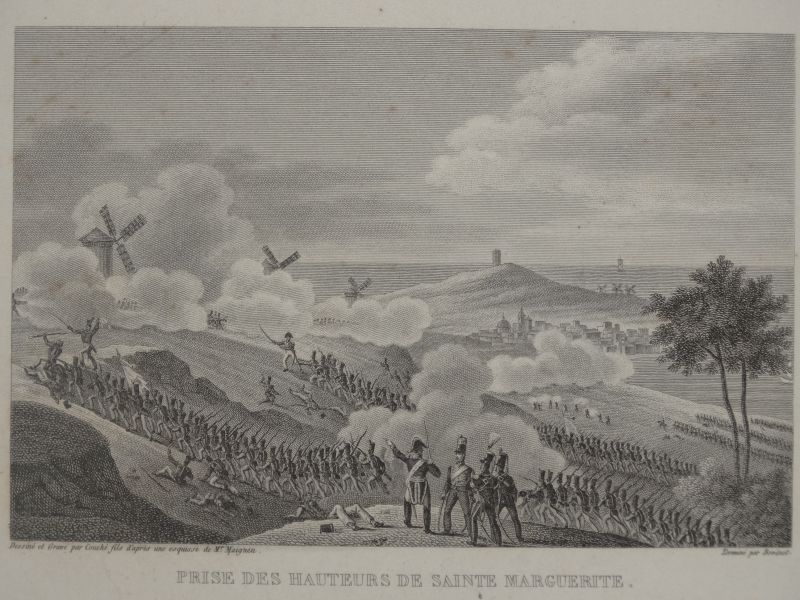 Vista de la batalla de St.Margarite de Montboy (Barcelona, España), 1820. Bovinet/Couché bei Lefuel