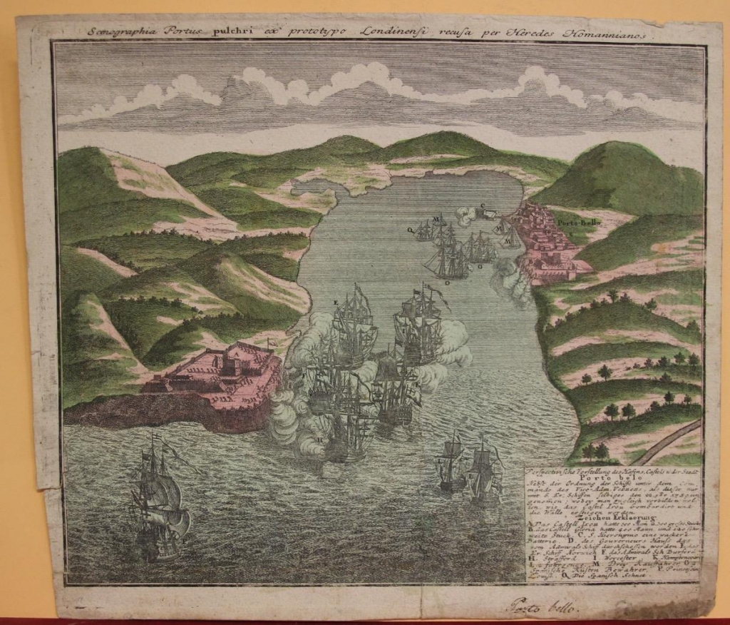 Vista de la Bahía de Portobelo (Panamá), 1740. Homann Heirs