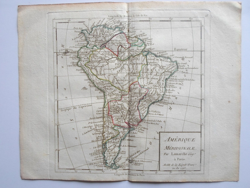 Mapa de América del Sur, 1799. Delamarche