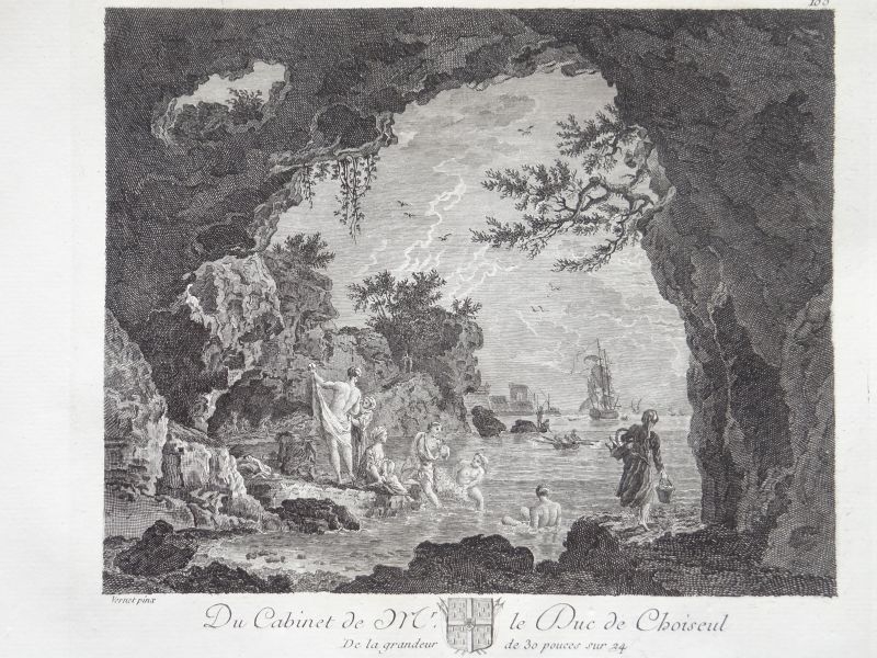 Los bañistas en la cueva, 1771. Vernet y Choiseul/Basan