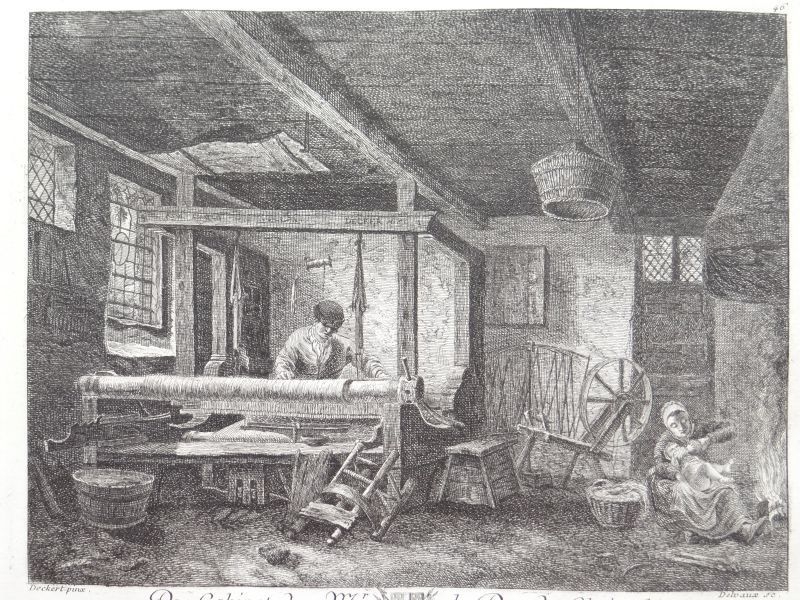 Trabajando en el telar, 1771. Deckert/Delvaux/Basan/Choiseul