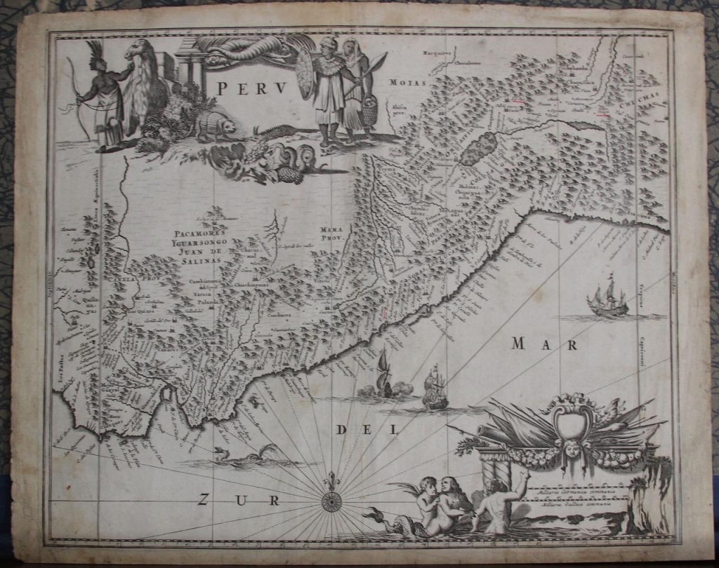 Mapa de Perú (América del Sur), 1671. Jonh Ogilby