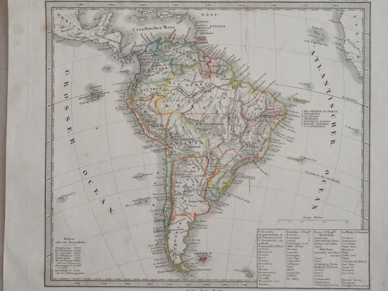 Mapa de América del Sur, 1850. Stieler/Perthes/Poppey