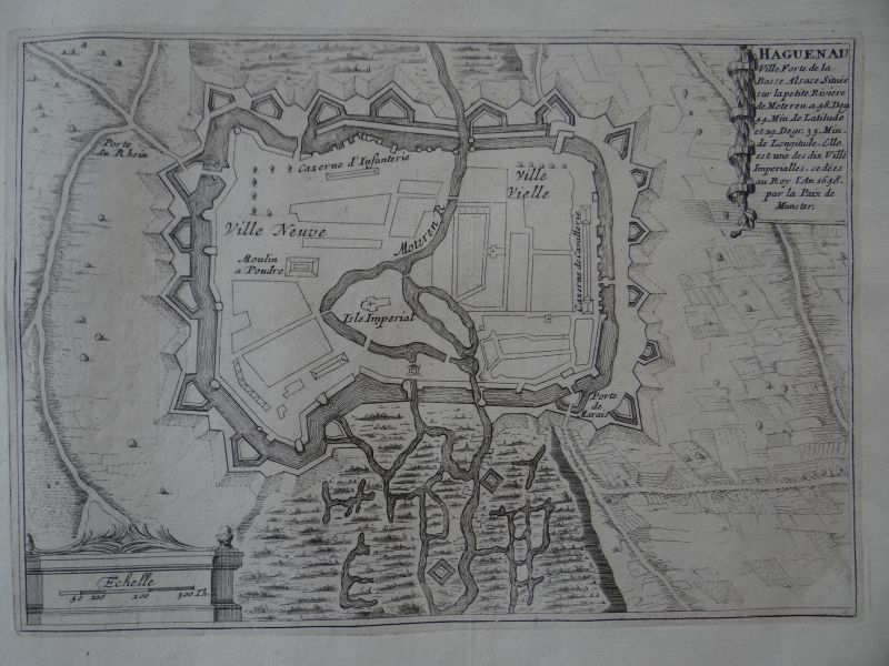 Mapa de la ciudad de Haguenau (Alsacia, Francia), 1694. Nicolás de Fer
