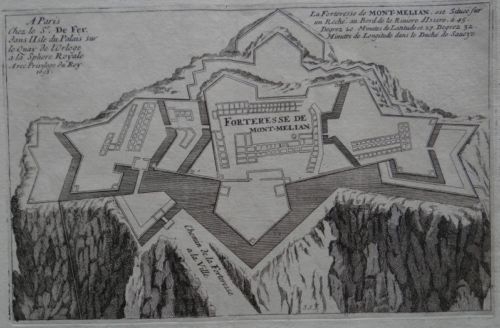 Mapa de lal ciudad y fortaleza de Mersault, Borgoña (Francia), 1694. Nicolás de Fer