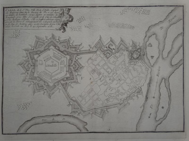Mapa de la fortaleza de  Casal de S. Vas, Monferrato, Piamonte (Italia),1694. Nicolás de Fer