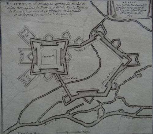 Mapa de la ciudad de Jülich (Alemania), 1694. Nicolás de Fer