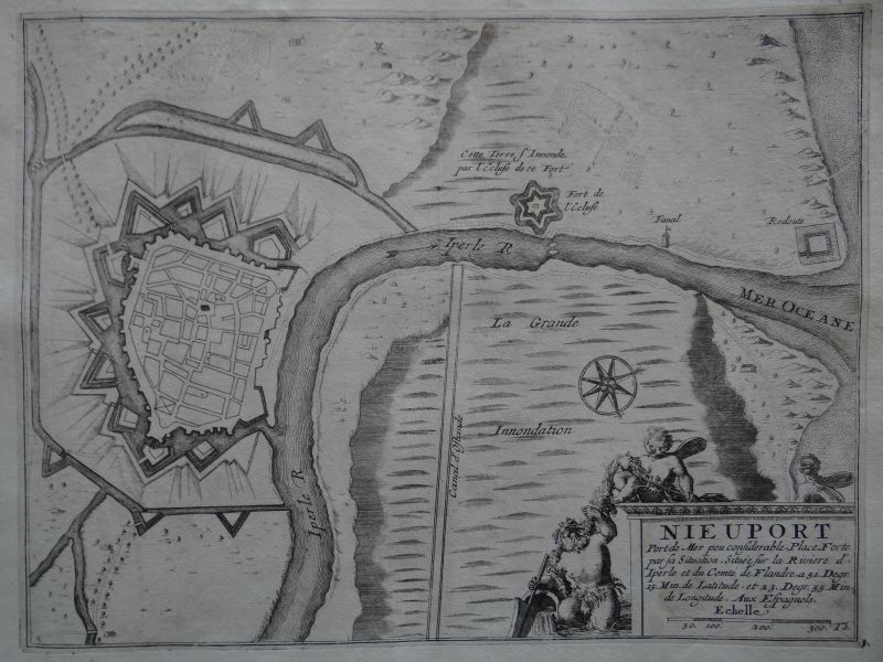 Mapa de la ciudad de Nieuport (Bélgica), 1694. Nicolás de Fer