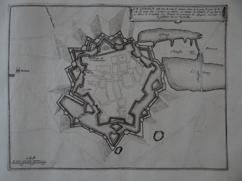 Mapa de la ciudad de Quévy (Bélgica, Europa), 1694. Nicolás de Fer
