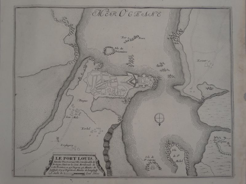 Mapa de Port-Luis (Bretaña, Francia), 1695. Nicolás de Fer