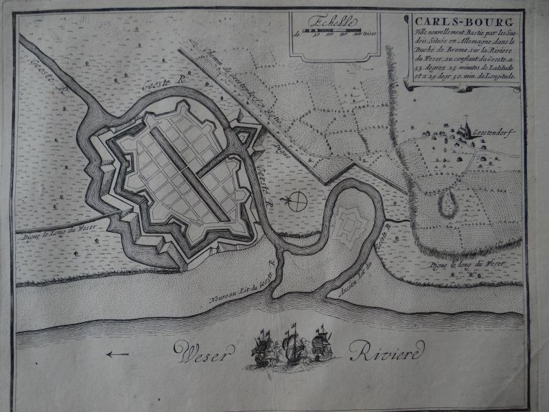Mapa de  la ciudad de Bremen (Alemania), 1696. Nicolás de Fer
