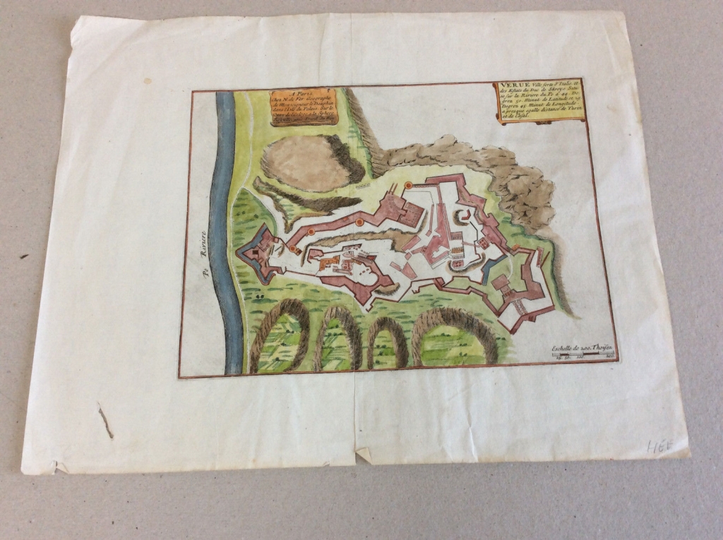 Plano del fuerte y la ciudad de Verua Savoaia, Turín (Piamonte, Italia). 1695. Nicolás  de Fer