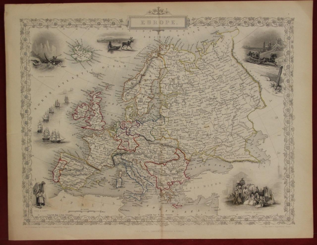 Mapa de Europa con ilustraciones, 1851. Tallis y Rapkin