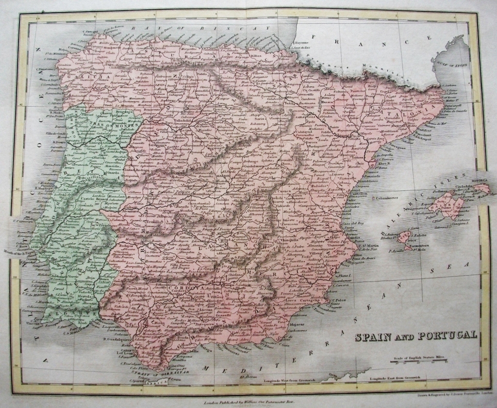 Mapa de España y Portugal, 1826. Orr/Dower