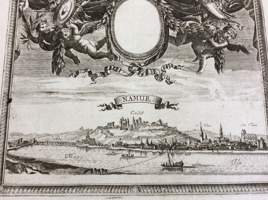 Vista panorámica de Namur, Walonia (Bélgica, Europa), 1730. Bodenehr