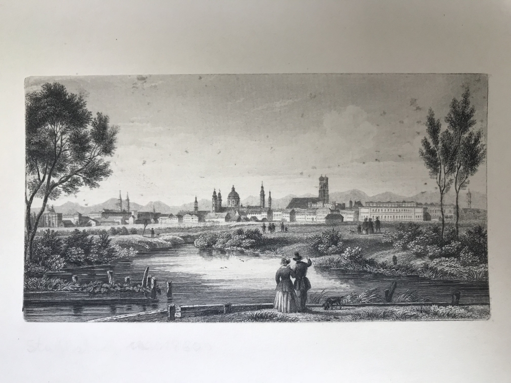 Vista panorámica de la ciudad de Munich (Baviera, Alemania) y alrededores, circa 1860. Anónimo