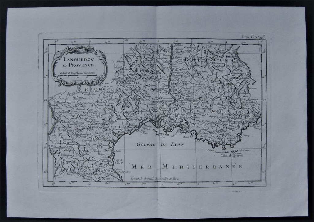 Mapa de Languedoc (Francia), 1750. Bellin/Prevost