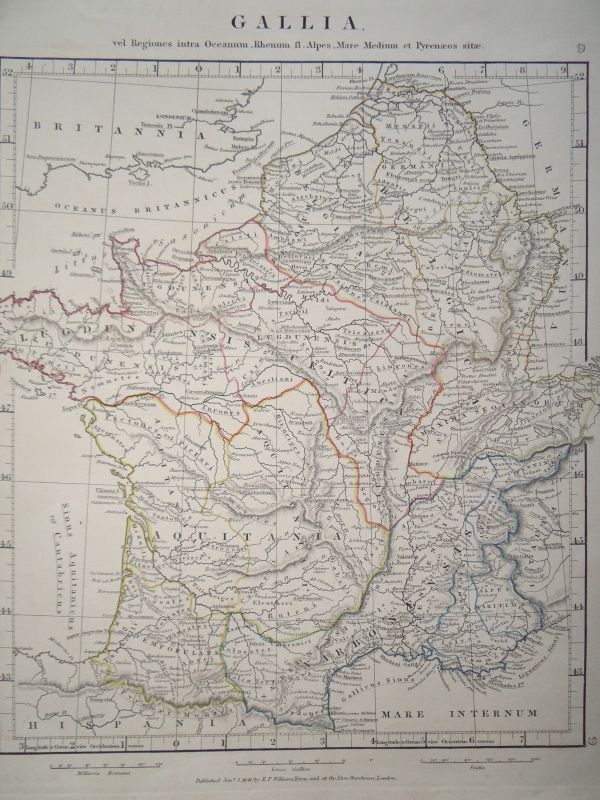Mapa de Francia antigua, 1841. Williams